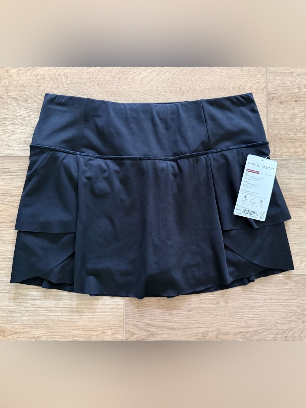 Athleta Momentum Ruffle Skort High Rise Tennis Golf Running Skirt NWT M Black